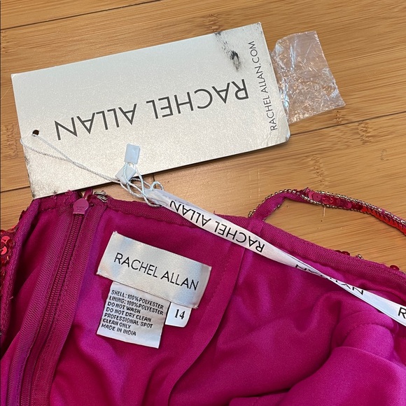 Rachel Allen Mini Sequins Dress Size 14 Magenta Sleeveless Formal Bridal Beaded - Picture 12 of 15